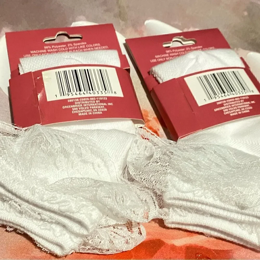 🛍️Juncture Girls  Set Of 2  Super Cute Ankle white Socks W/lace Size 1-7🌸